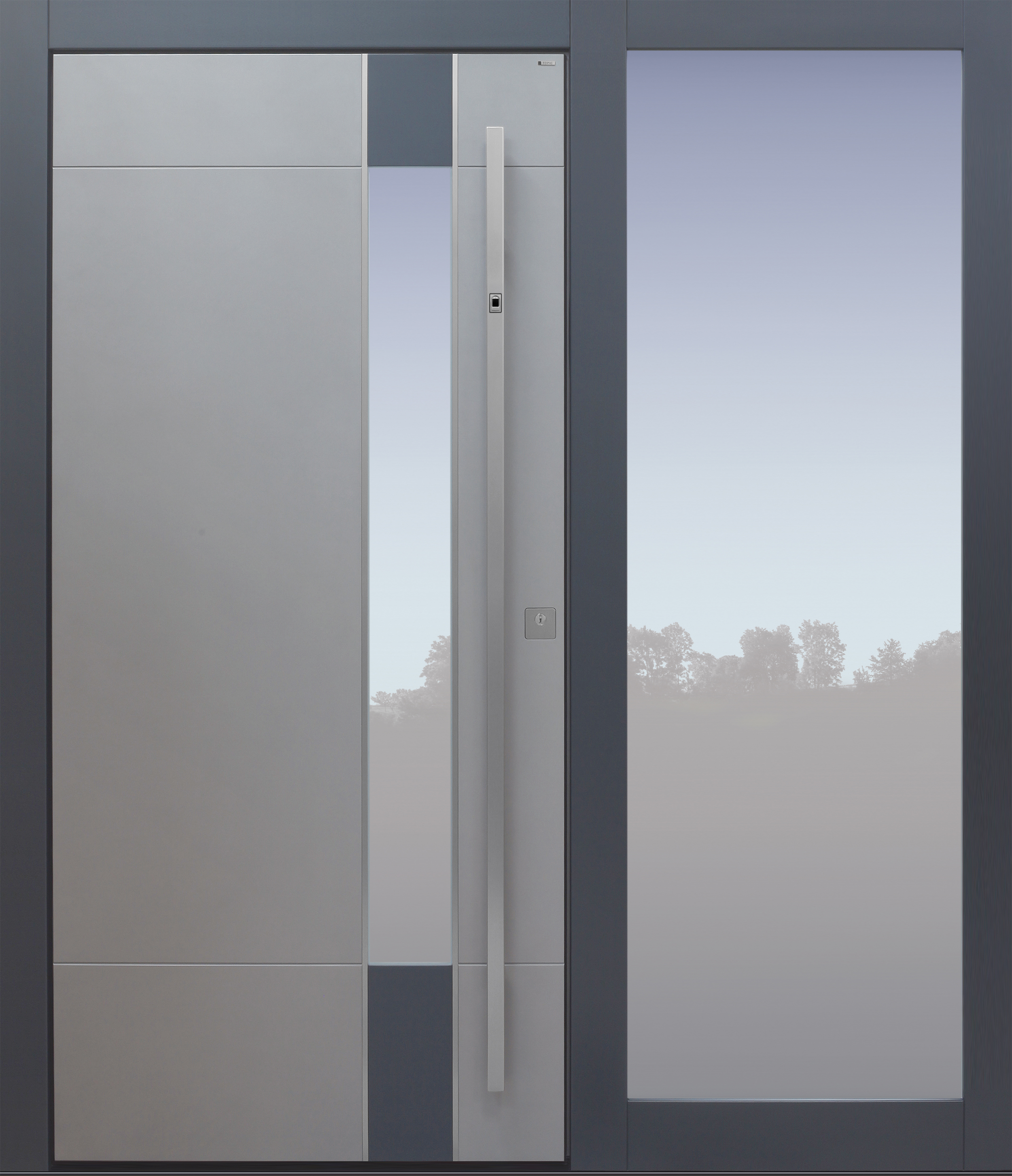 Haustür modern, grau, TOPICcore, Fingerprint, Seitenteil, Sicherheitstür, passivhaustauglich, besser als Alu, Glas Haustür modern, grau, TOPICcore, Fingerprint, Seitenteil, Sicherheitstür, passivhaustauglich, besser als Alu, Glas
