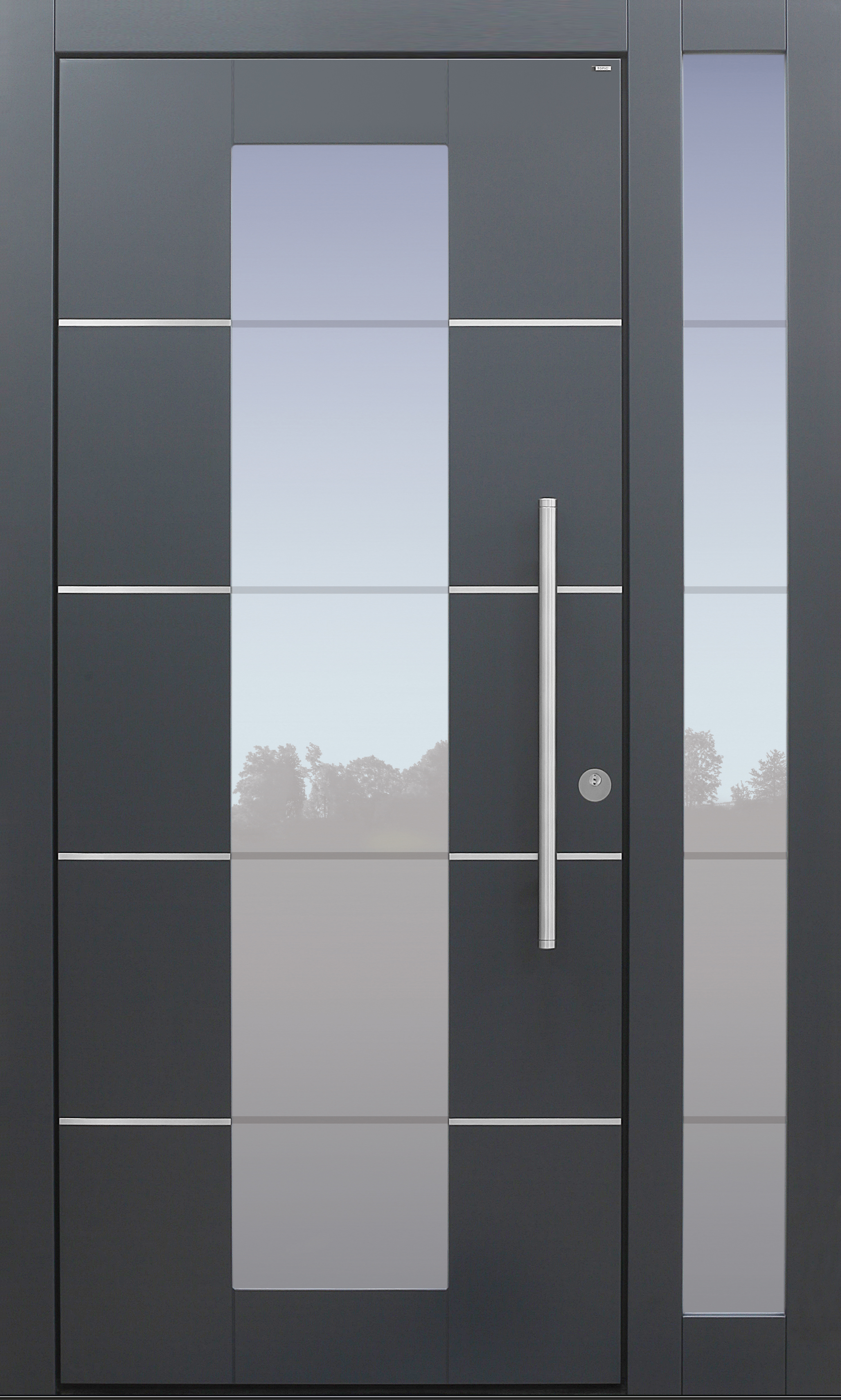 Haustür modern, TOPICcore, anthrazit, dunkelgrau, Sicherheitstür, passivhaustauglich, besser als Alu, Glas, Seitenteil, Edelstahllisenen Haustür modern, TOPICcore, anthrazit, dunkelgrau, Sicherheitstür, passivhaustauglich, besser als Alu, Glas, Seitenteil, Edelstahllisenen