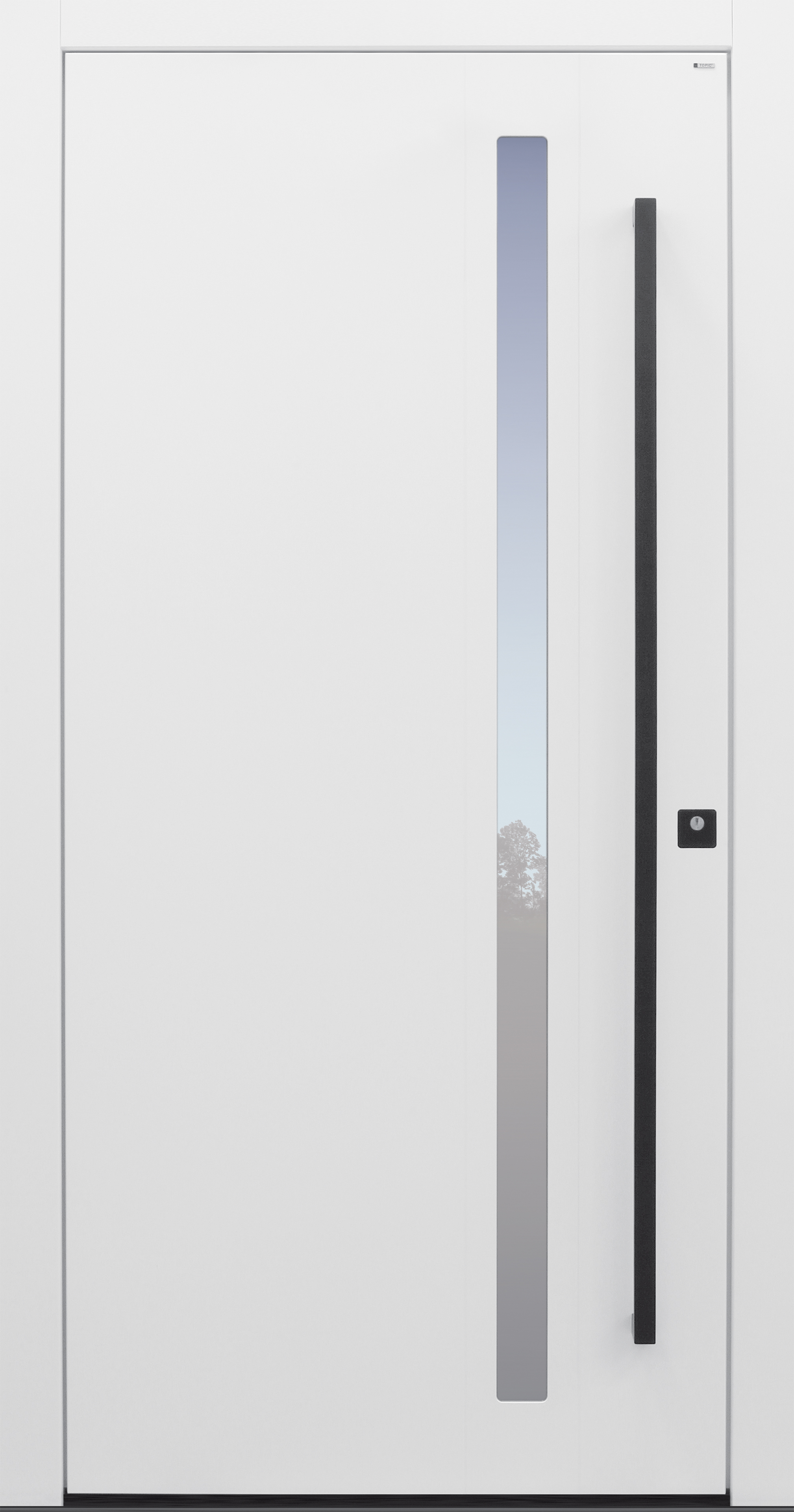 Haustür modern, weiß, TOPICcore, Sicherheitstür, passivhaustauglich, besser als Alu, Glas Haustür modern, weiß, TOPICcore, Stoßgriff in schwarz, Sicherheitstür, passivhaustauglich, besser als Alu, Glas