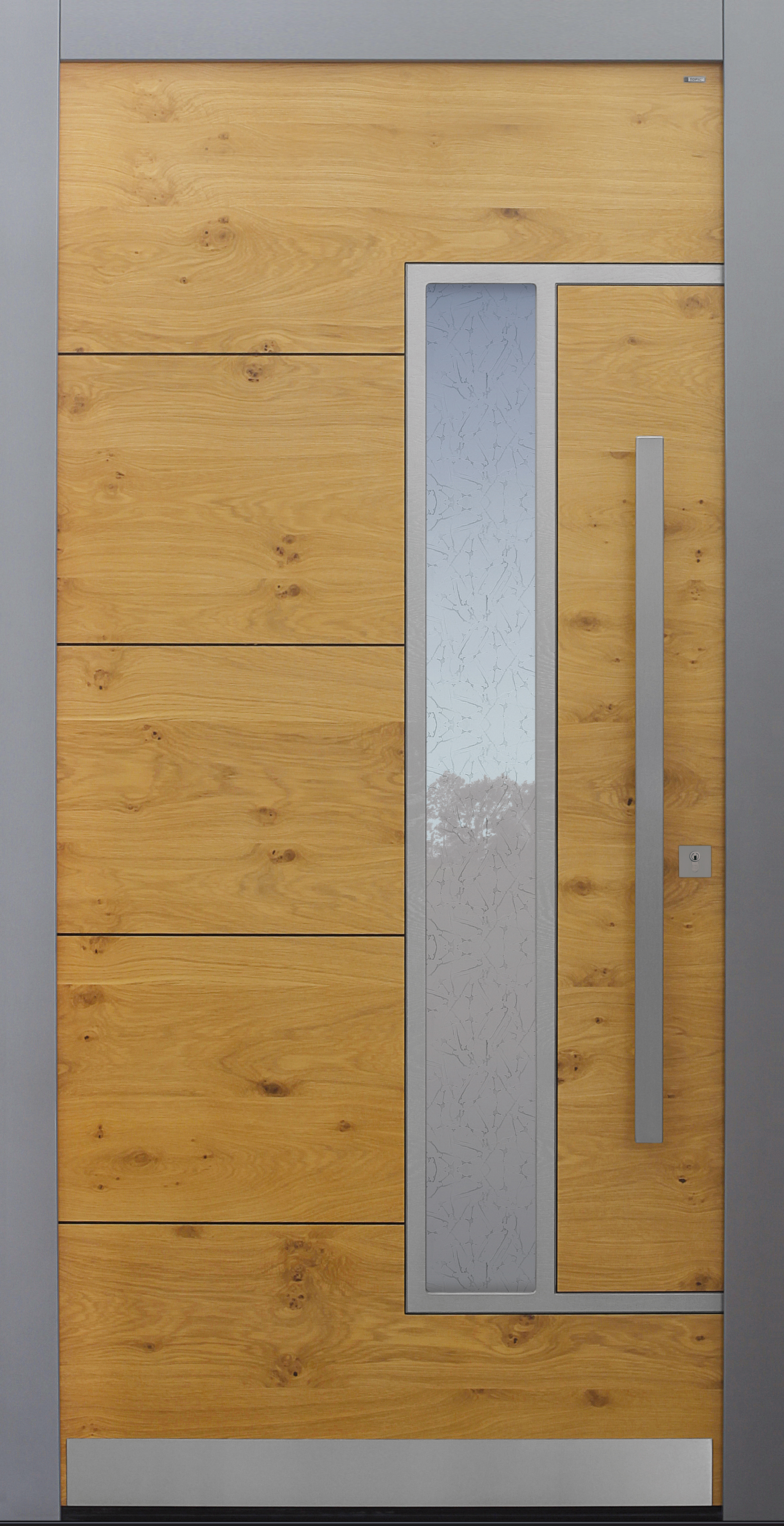 Haustür Eiche astig mit Glas Uadi mit Option 2. Farbe Modell B33-T Haustür Eiche astig mit Glas Uadi mit Option 2. Farbe Modell B33-T