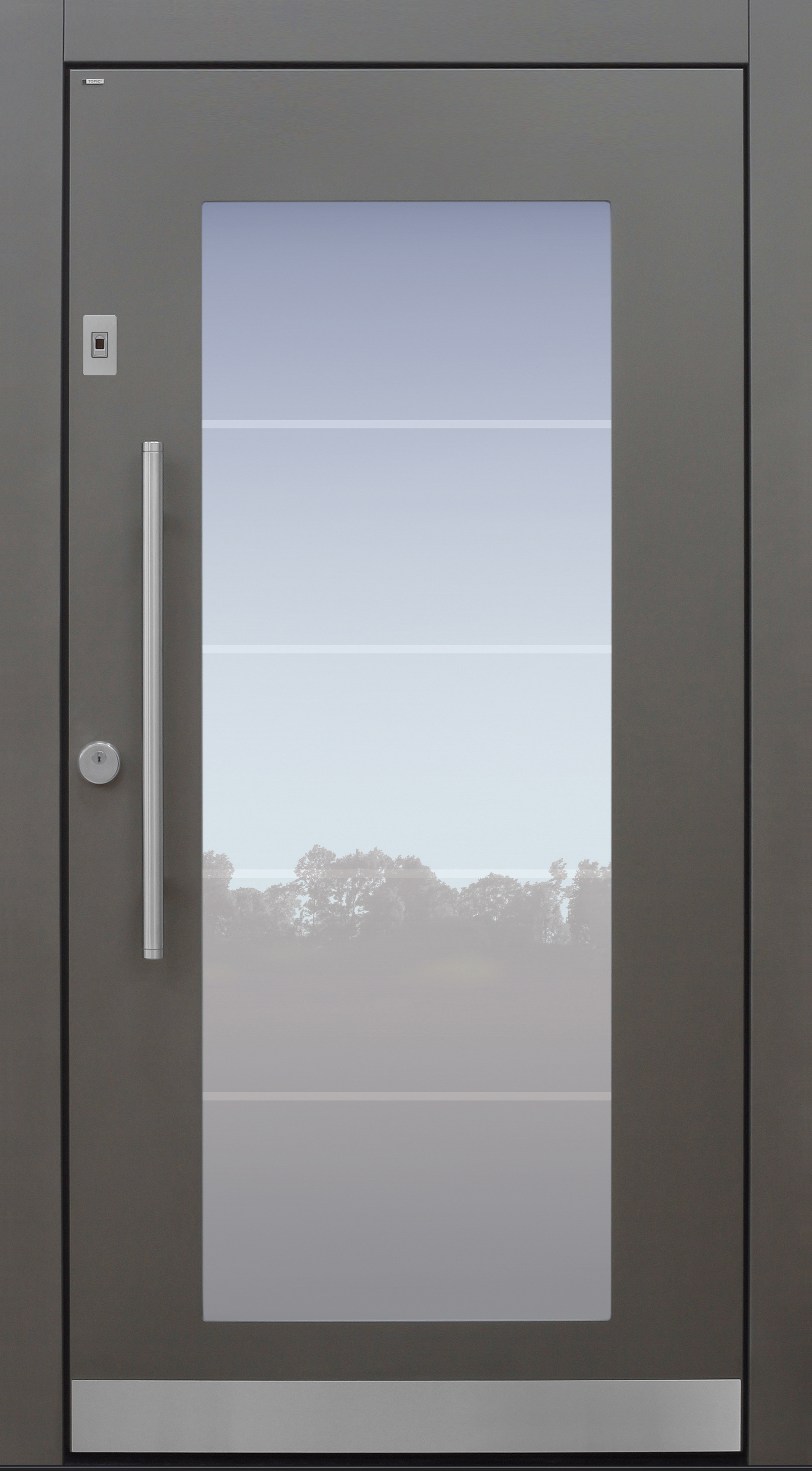 Haustür modern, grau, TOPICcore, Fingerprint, Klarglaslinien, Sicherheitstür, passivhaustauglich, besser als Alu, Glas Haustür modern, grau, TOPICcore, Fingerprint, Klarglaslinien, Sicherheitstür, passivhaustauglich, besser als Alu, Glas
