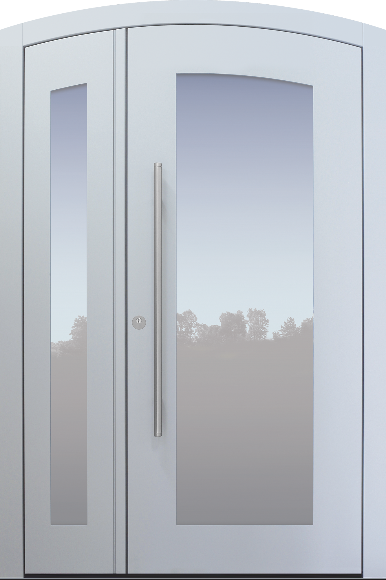 Haustür modern, hellgrau, TOPICcore, zweiflügelig, Segmentbogen, Sicherheitstür, passivhaustauglich, besser als Alu, Glas Haustür modern, hellgrau, TOPICcore, zweiflügelig, Segmentbogen, Sicherheitstür, passivhaustauglich, besser als Alu, Glas