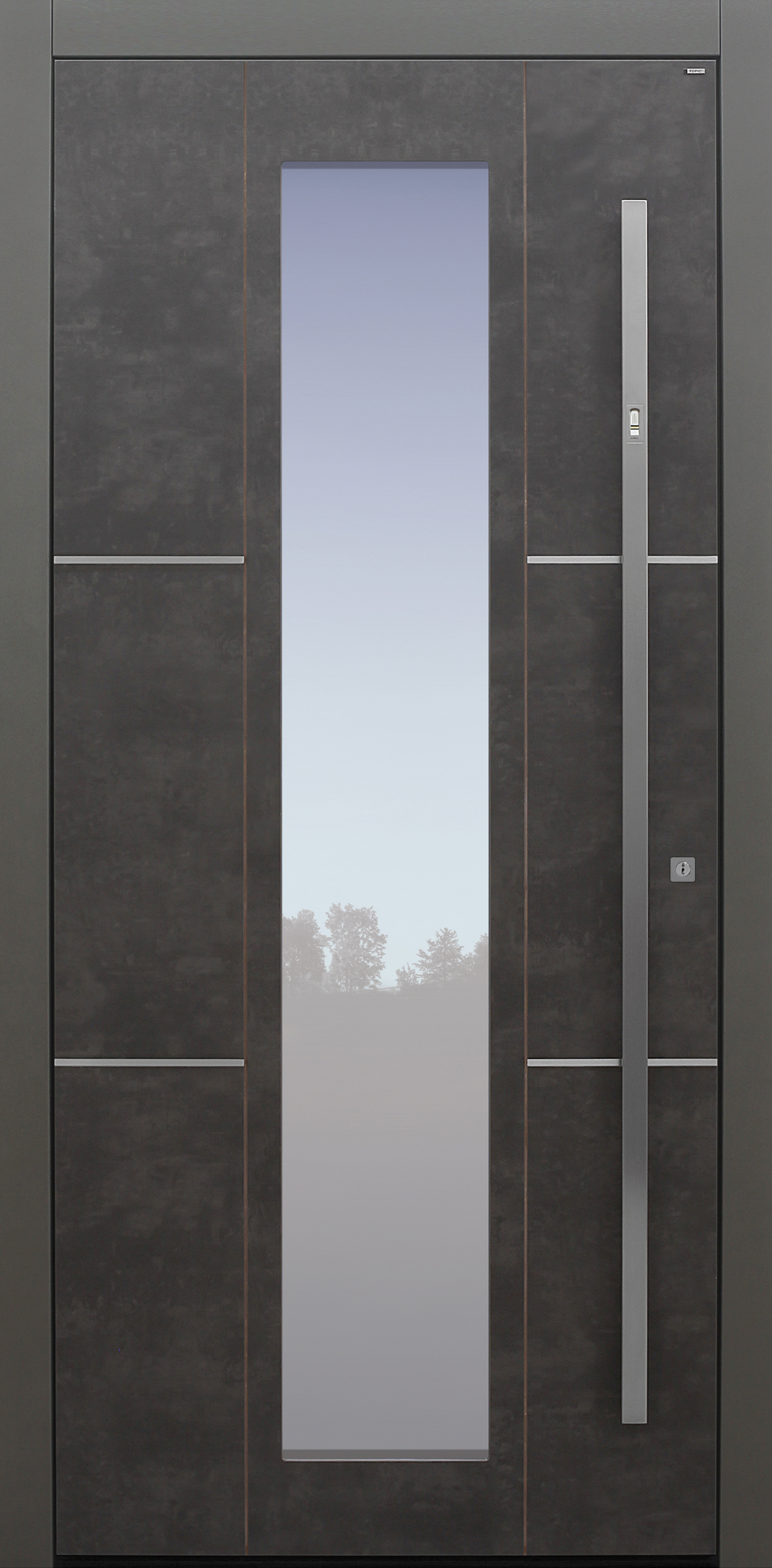 Haustür Exterior Prado Agate Grey mit Edelstahllisenen auf Kundenwunsch mit Option Designpaket mit Fingerprint Modell B35-T1 Haustür Exterior Prado Agate Grey mit Edelstahllisenen auf Kundenwunsch mit Option Designpaket mit Fingerprint Modell B35-T1