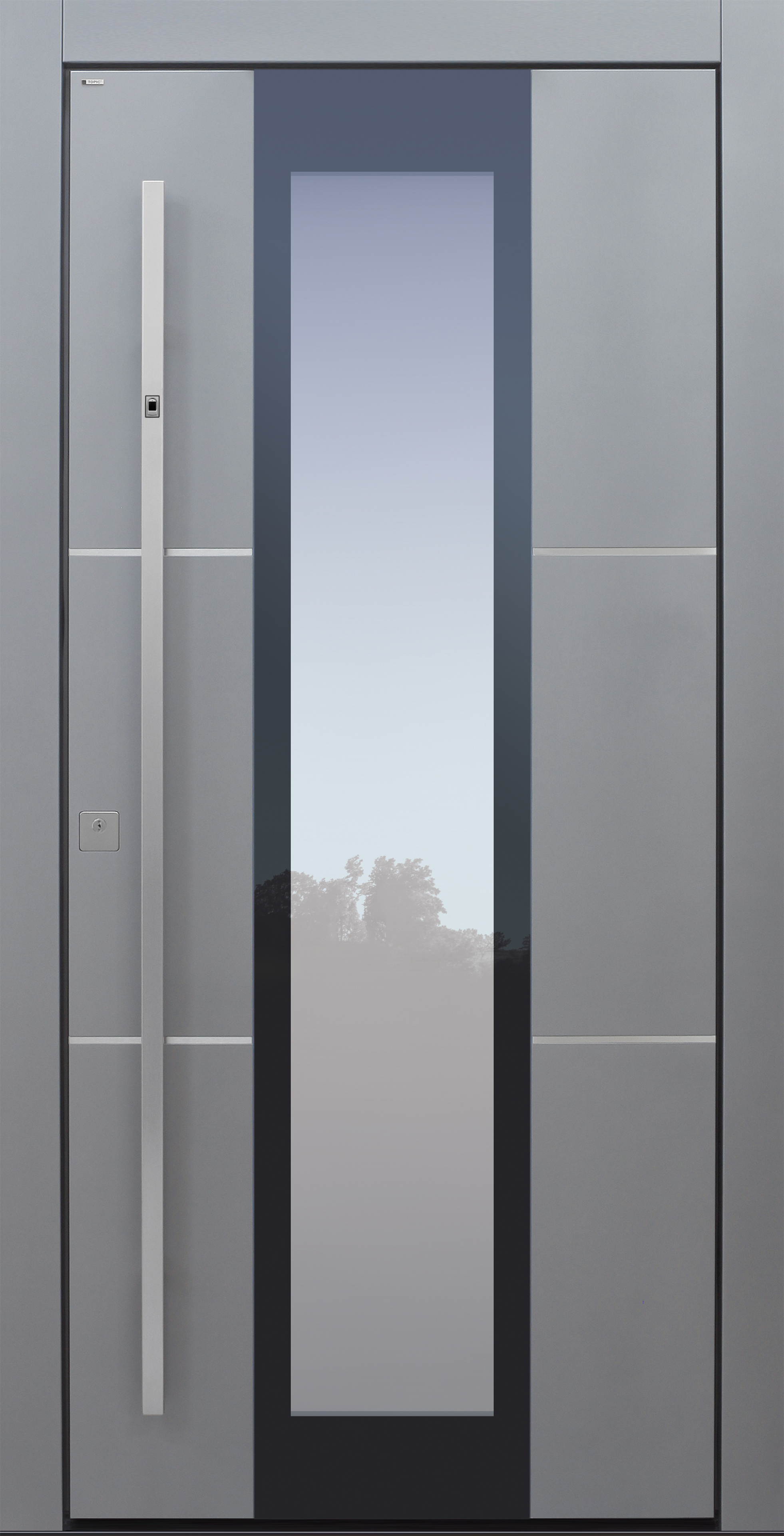 Haustür modern, grau, silber, TOPICcore, Fingerprint, Edelstahllisenen, Sicherheitstür, passivhaustauglich, besser als Alu, Glas Haustür modern, grau, silber, TOPICcore, Fingerprint, Edelstahllisenen, Sicherheitstür, passivhaustauglich, besser als Alu, Glas