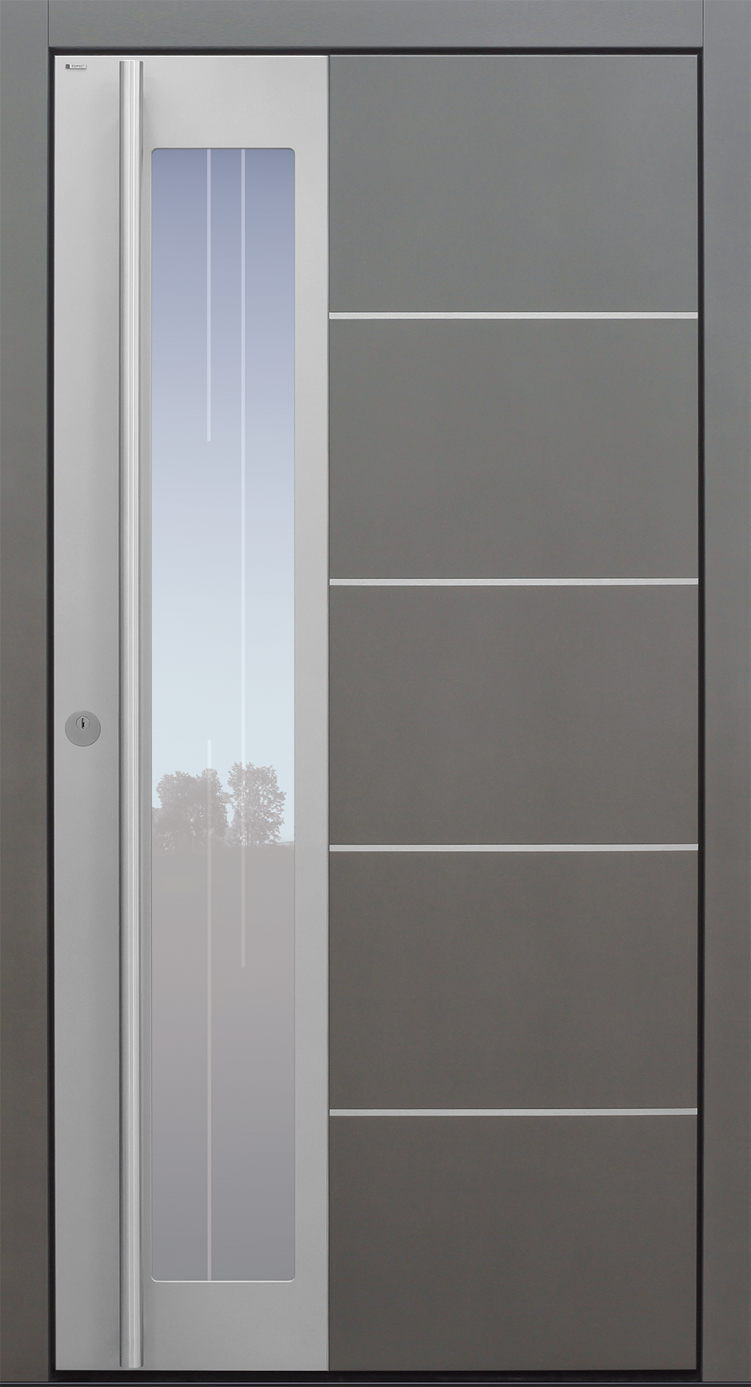 Haustür modern, grau, TOPICcore, Edelstahl, Klarglaslinien, Edelstahllisenen, Sicherheitstür, passivhaustauglich, besser als Alu, Glas Haustür modern, grau, TOPICcore, Edelstahl, Sicherheitstür, passivhaustauglich, besser als Alu, Glas