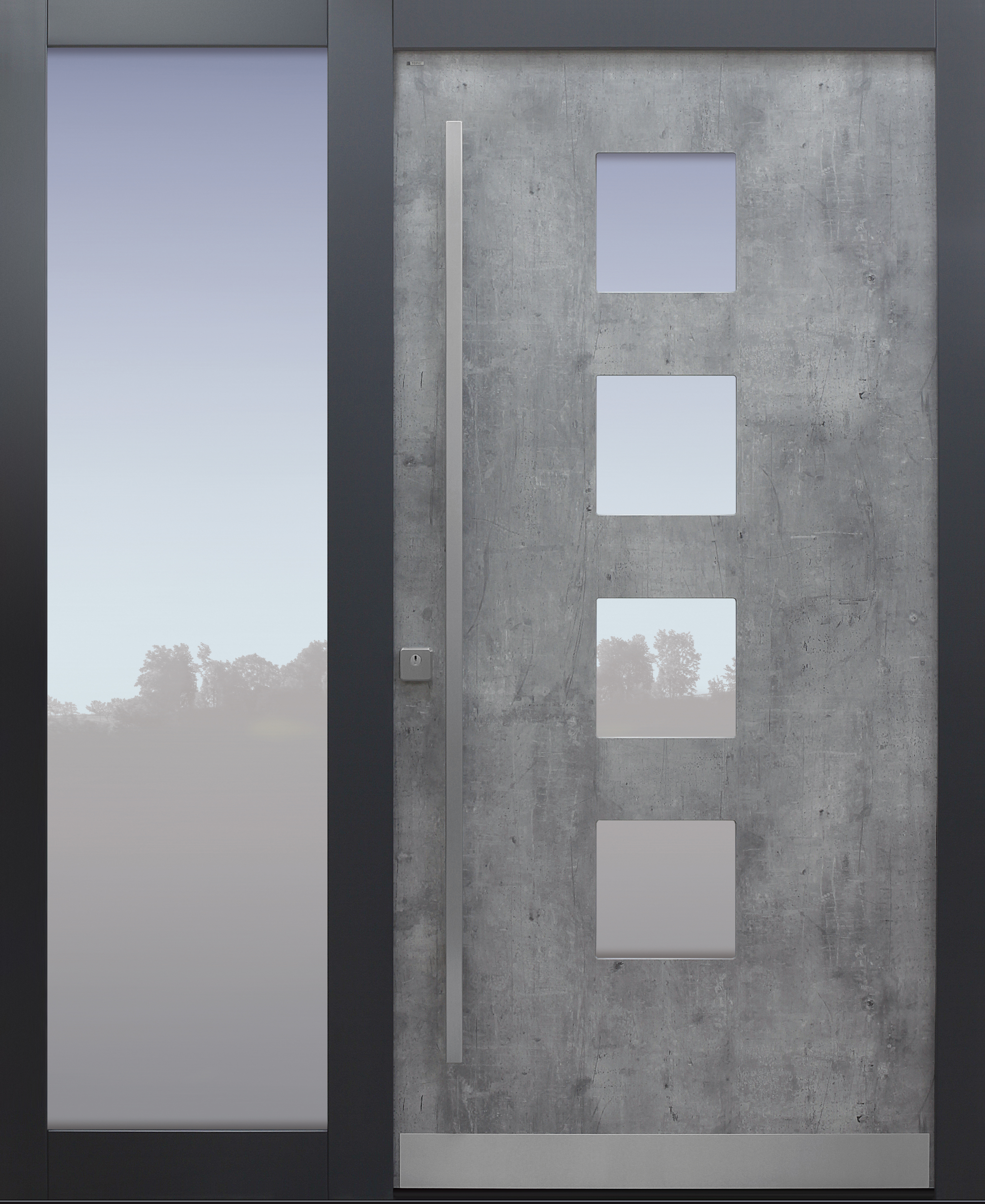 Haustür modern, Exterior, grau, passivhaustauglich, besser als Alu, Seitenteil, Glas Haustür modern, Exterior, grau, passivhaustauglich, besser als Alu, Seitenteil, Glas