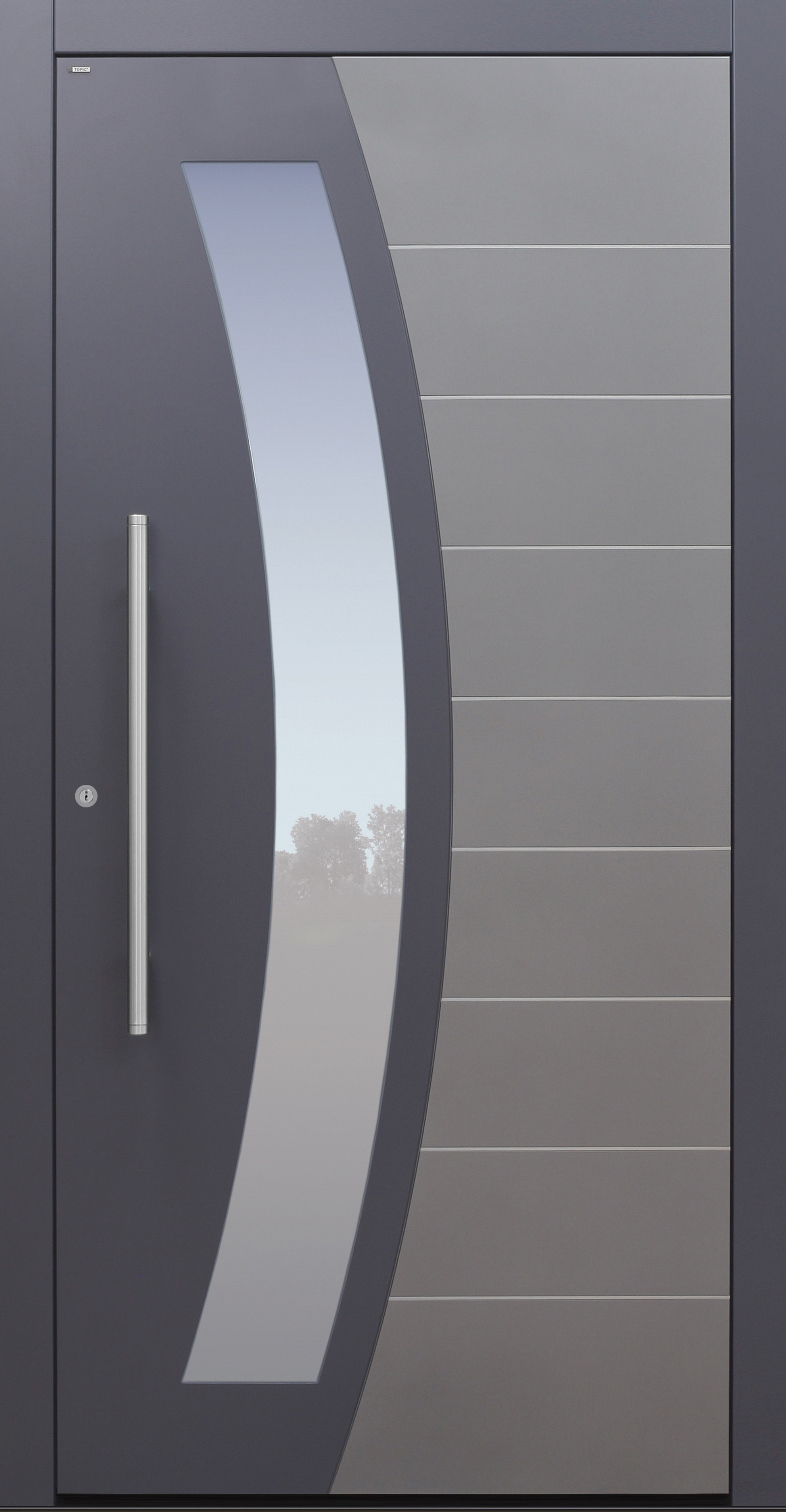 Haustür anthrazit / grau mit Edelstahllisenen Modell B62-T2 Haustür anthrazit / grau mit Edelstahllisenen Modell B62-T2