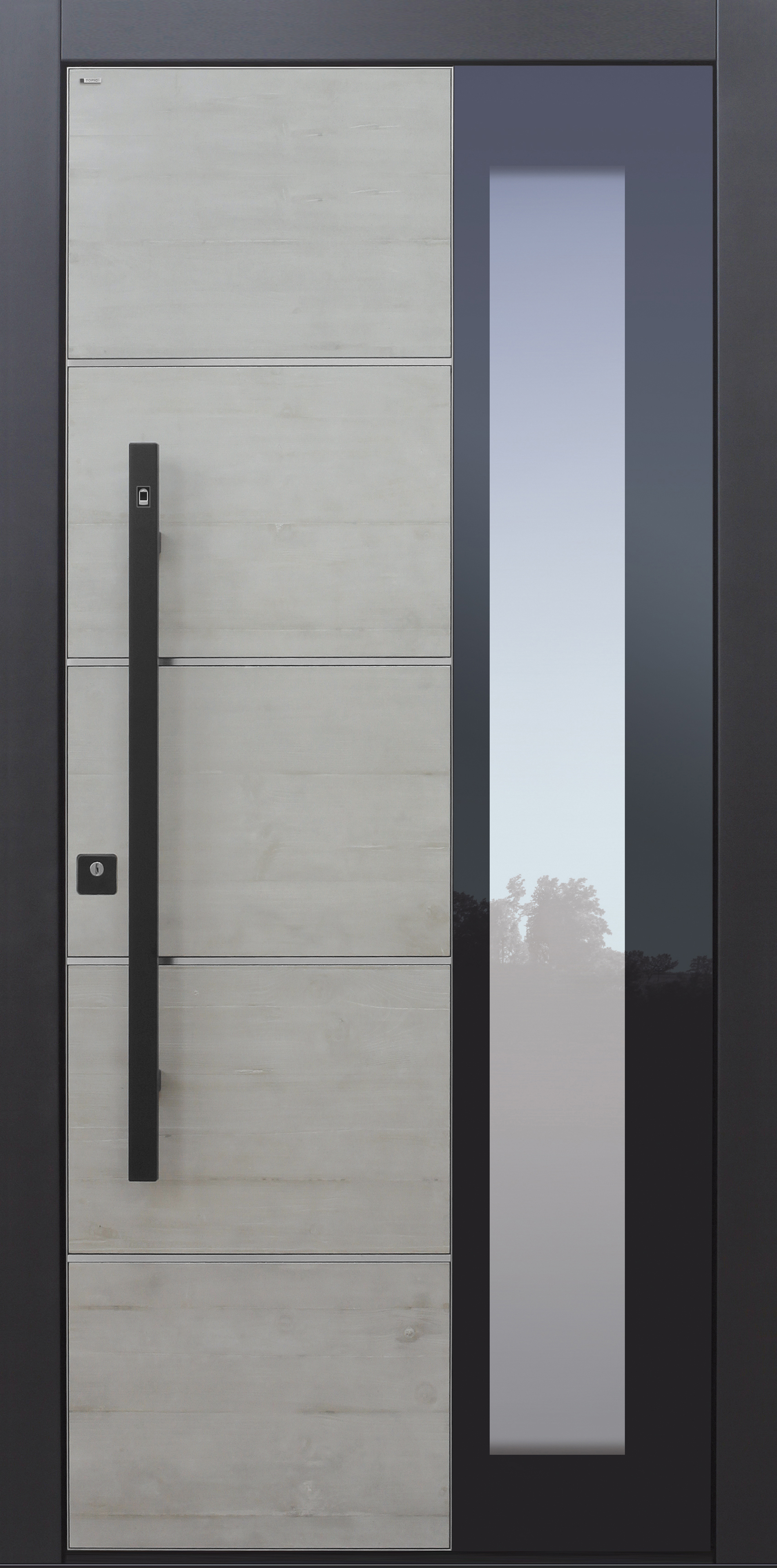 Haustür modern, Fingerprint, grau, schwarz, Echtbeton, TOPICcore, Stoßgriff in schwarz, Sicherheitstür, passivhaustauglich, besser als Alu, Glas Haustür modern, Fingerprint, grau, schwarz, Echtbeton, TOPICcore, Stoßgriff in schwarz, Sicherheitstür, passivhaustauglich, besser als Alu, Glas