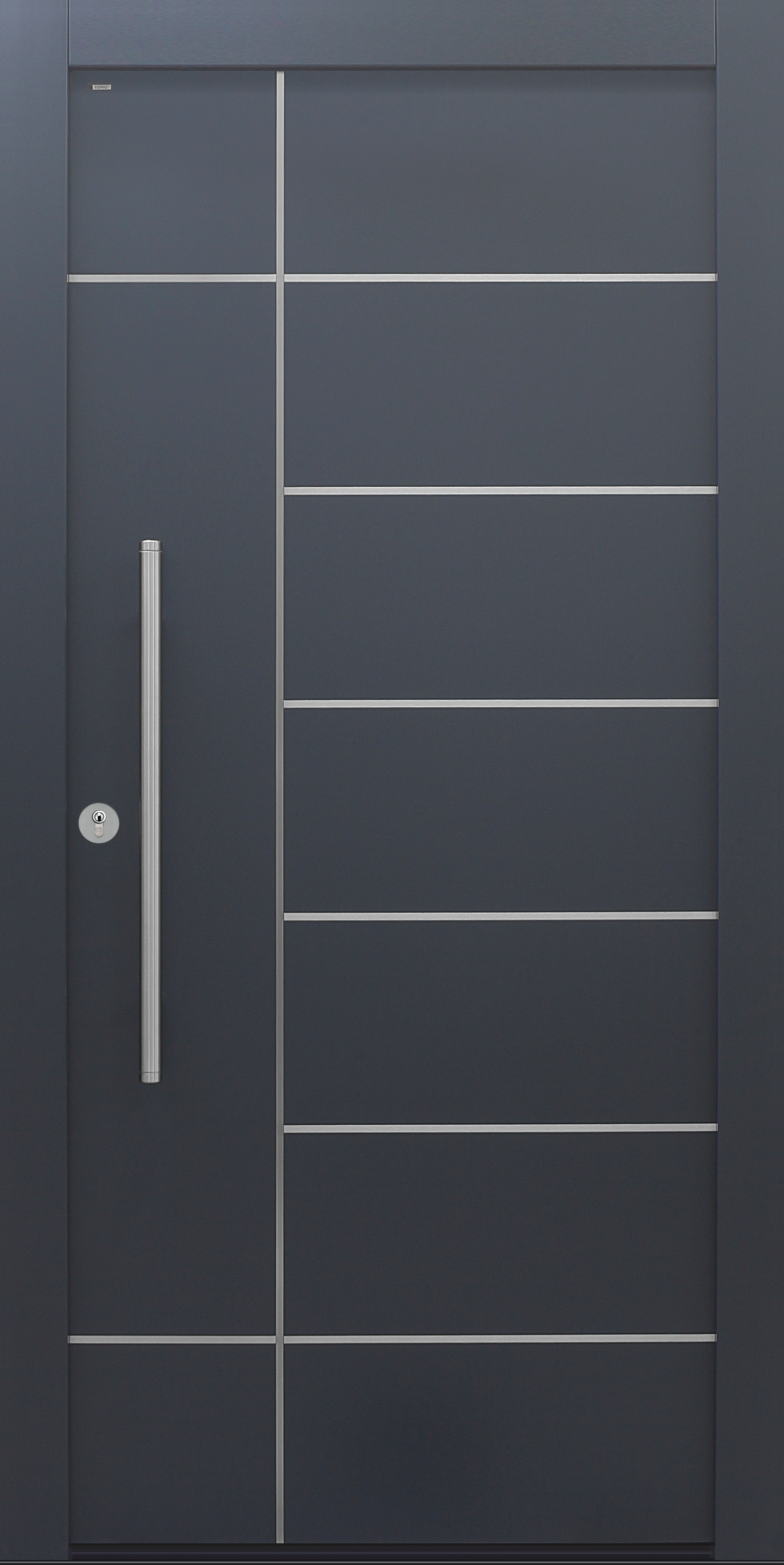 Haustür anthrazit mit Edelstahllisenen statt Spurfräsungen mit Design B908 Modell B9 Haustür anthrazit mit Edelstahllisenen statt Spurfräsungen mit Design B908 Modell B9
