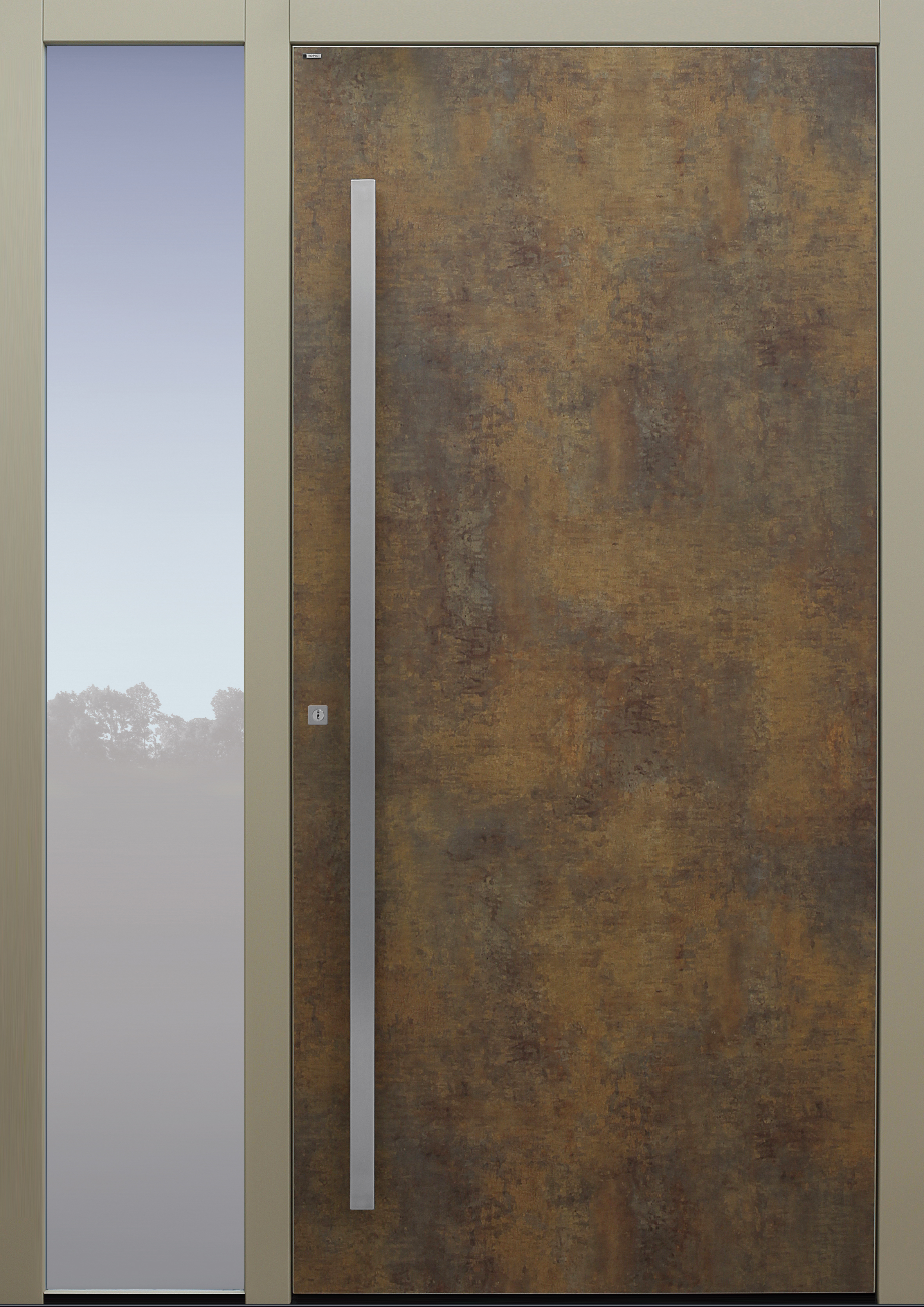 Haustür Exterior Patina Bronze mit Option Designpaket mit Seitenteil B1 Modell B9-T1 Haustür Exterior Patina Bronze mit Option Designpaket mit Seitenteil B1 Modell B9-T1