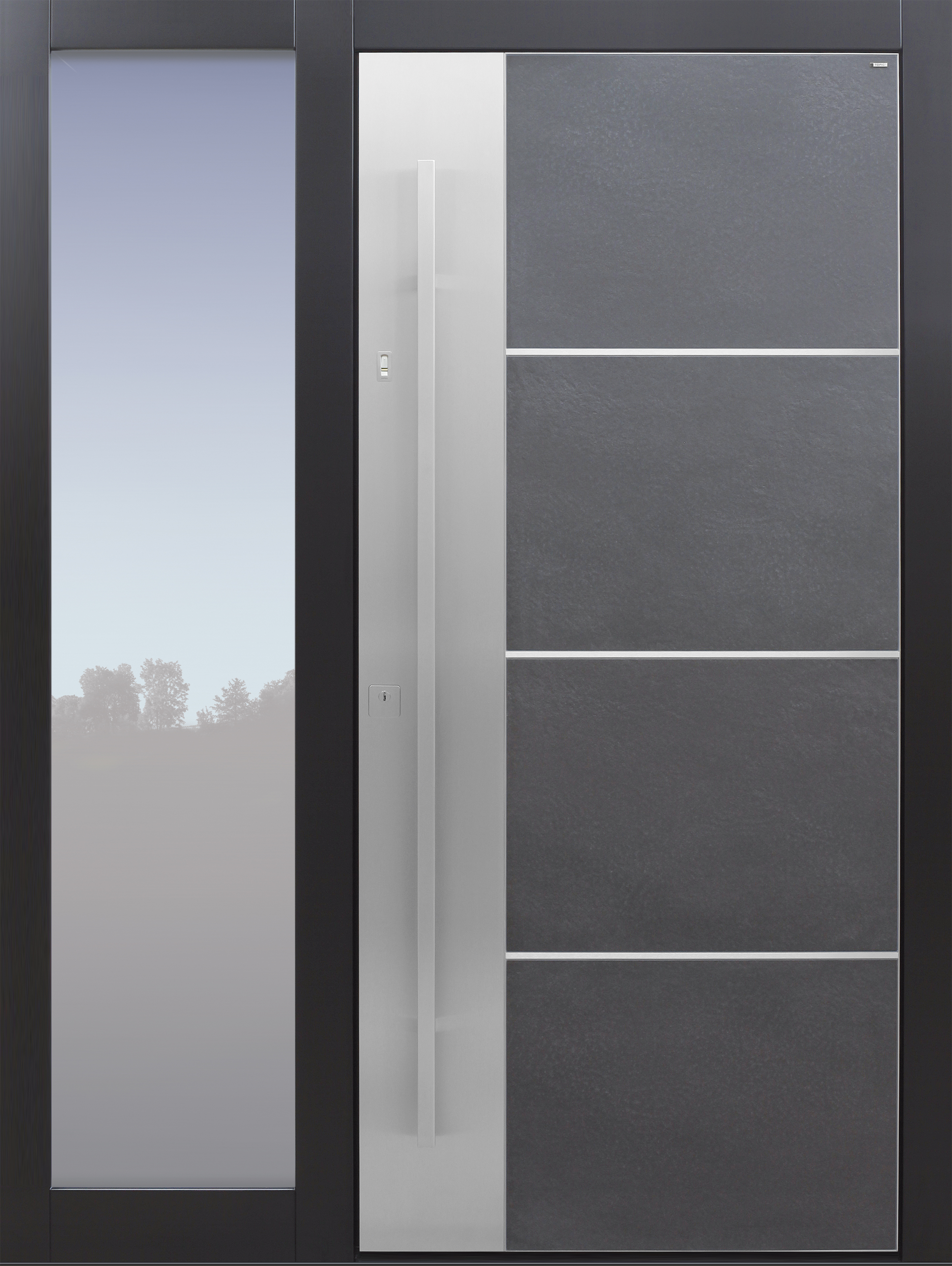 Haustür modern, Keramik, anthrazit, schwarz, TOPICcore, Fingerprint, Edelstahl, mit Seitenteil, Sicherheitstür, passivhaustauglich, besser als Alu, Glas Haustür modern, Keramik, anthrazit, schwarz, TOPICcore, Fingerprint, Edelstahl, mit Seitenteil, Sicherheitstür, passivhaustauglich, besser als Alu, Glas