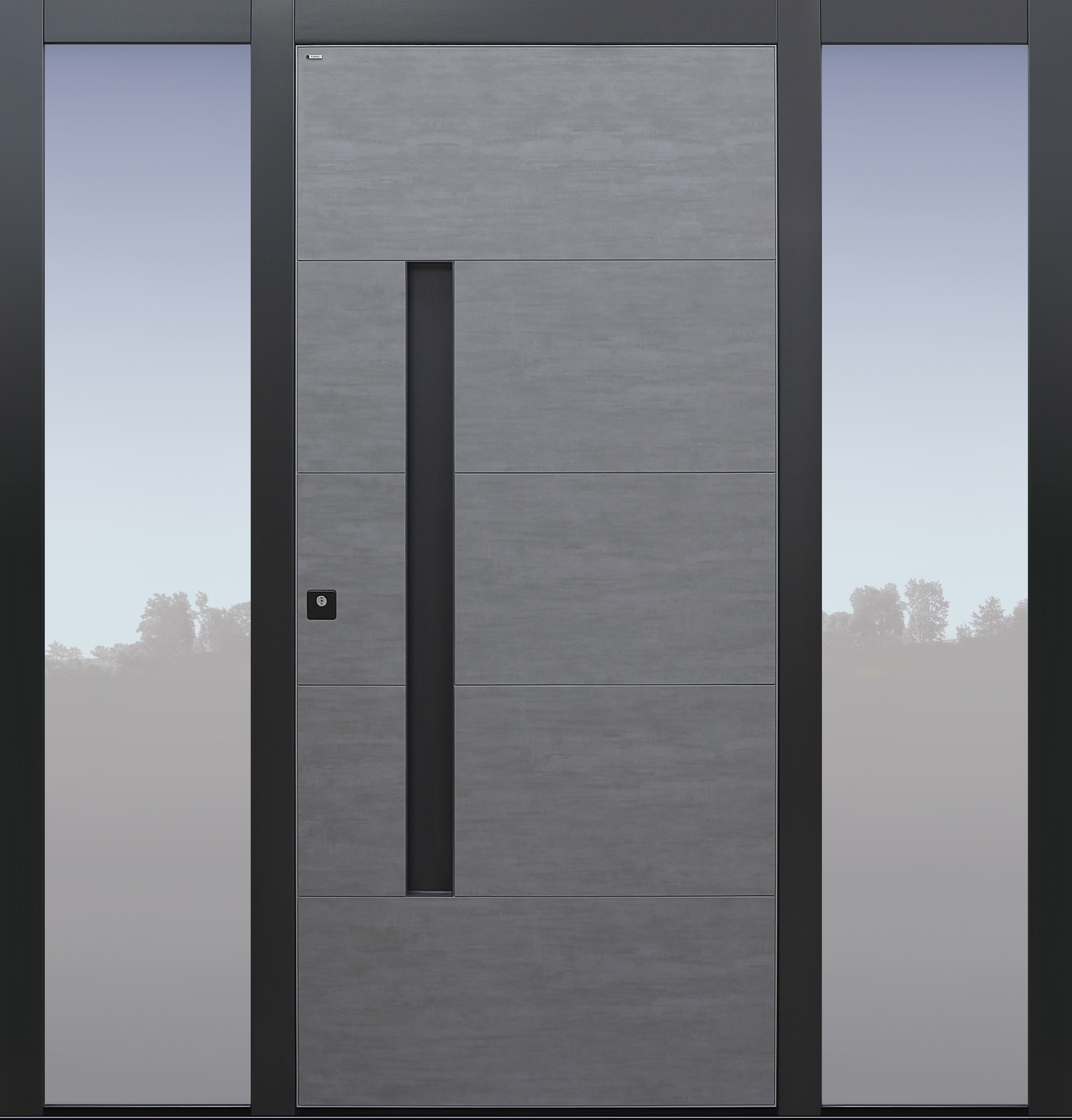 Haustür Keramik Koshi dunkelgrau mit Option Schalengriff mit 2 Seitenteilen B1 Modell B9 Haustür Keramik Koshi dunkelgrau mit Option Schalengriff & 2 Seitenteilen B1 Modell B9