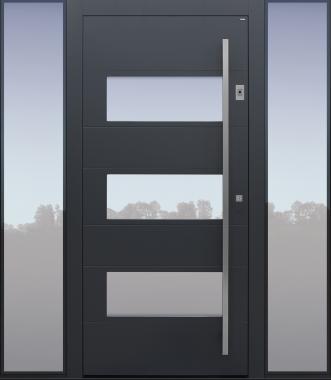 Haustür anthrazit mit Option Designpaket mit Fingerprint mit 2 Seitenteilen BG11 Modell B17