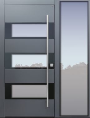 Haustür modern, TOPICcore, grau, Sicherheitstür, passivhaustauglich, besser als Alu, Glas, Seitenteil