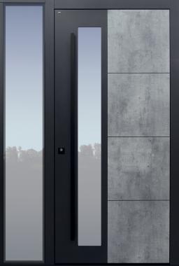 Haustür Skyline mit Stoßgriff schwarz mit Seitenteil BG11 Modell B37