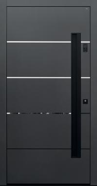 Haustür anthrazit mit schwarzen hochglanz Lisenen Modell B9