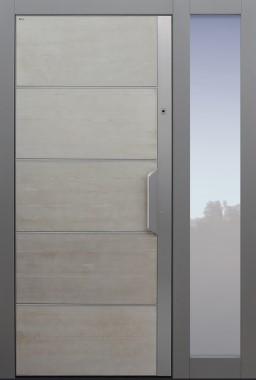 Haustür modern, Echtbeton, Beton, grau, Sicherheitstür, passivhaustauglich, besser als Alu, Glas, Seitenteil, Fingerprint