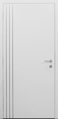 Haustür weiß Innenansicht mit Edelstahllisenen bandseitig Modell B9