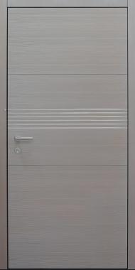 Haustür Lärche gebürstet Silverwood2 Innenansicht mit 6 Edelstahllisenen mit Touch-Tagesfunktion Modell B9