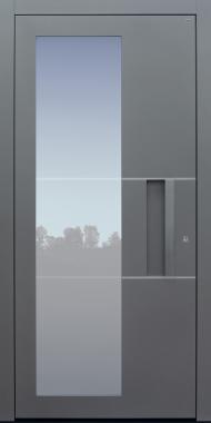 Haustür grau mit Schalengriff Modell B55