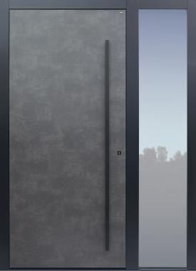 Haustür Prado Agate Grey mit Seitenteil T mit Stoßgriff schwarz Modell B9