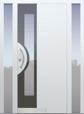 Haustür weiß mit 2 Seitenteilen B1 Modell Shadow03