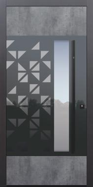 Haustür Exterior Skyline mit Stoßgriff schwarz mit Fingerprint Modell Glanzstück Triangel-T
