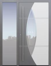 Haustür grau mit Glasmotiv MRS5 mit Option 2. Farbe mit Seitenteil B1 Modell A230