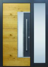 Haustür modern, anthrazit, Holz, Sicherheitstür, passivhaustauglich, besser als alu, Seitenteil, Glas  
