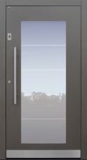 Haustür grau mit Glasmotiv MS4 mit Option Rosette flächenbündig mit Fingerprint Modell B34