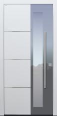 Haustür weiß mit Edelstahllisenen mit Glasablackierung Modell B37