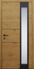 Haustür braun Innenansicht mit 2 Lisenen in schwarz poliert mit Touch-Tagesfunktion Modell B63