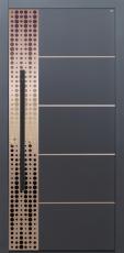 Haustür Design Glanz in Bronze, dunkelgrau mit 4 Lisenen Bronze matt Modell B9-T2