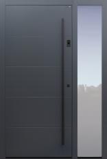 Haustür anthrazit mit Option Spurfräsungen und Fingerprint mit Seitenteil B1 Modell B9-T2