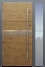 Haustür braun mit Edelstahllisenen mit Seitenteil B1 Modell B9