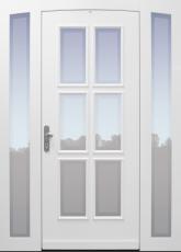 Haustür Landhaus klassisch rustikal, weiß, Topiccore, Seitenteil, Sicherheitstür, passivhaustauglich, besser als alu, Glas