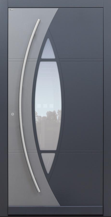 Haustür anthrazit mit Glasmotiv MRS5 mit Optionen 2. Farbe und Rosette flächenbündig Modell A230