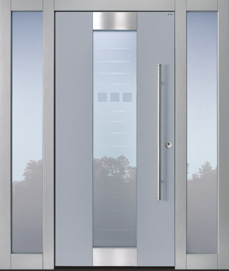 Haustür grau mit 2 Seitenteilen RG Modell B11