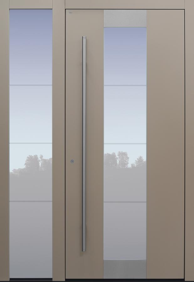 Haustür beige mit Glasmotiv MS4 mit Seitenteil RG Modell B11