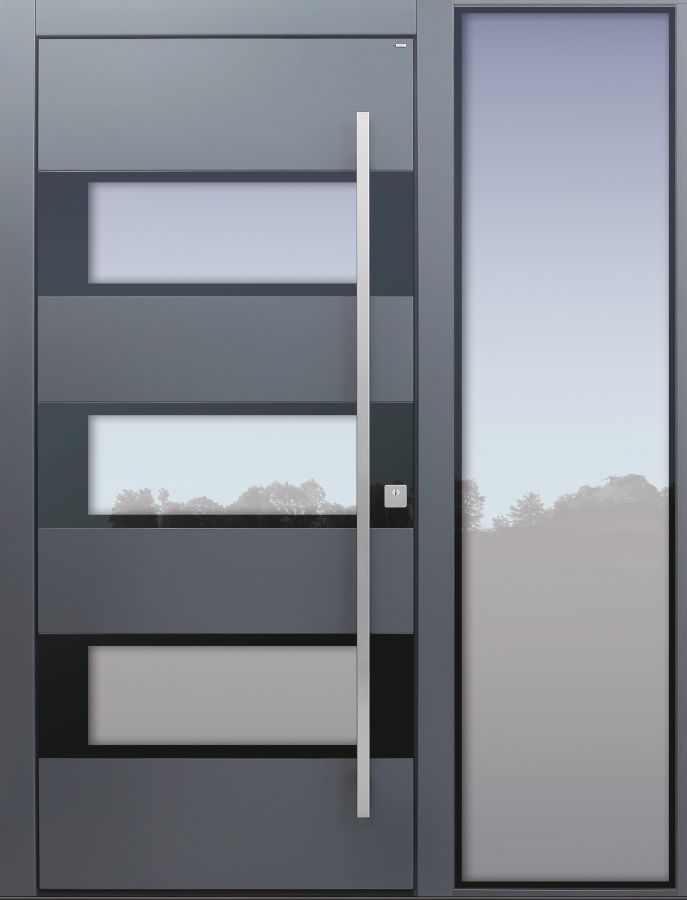 Haustür modern, TOPICcore, grau, Sicherheitstür, passivhaustauglich, besser als Alu, Glas, Seitenteil