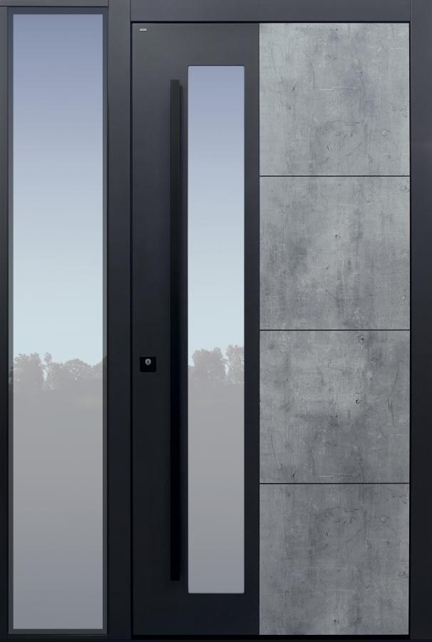Haustür Skyline mit Stoßgriff schwarz mit Seitenteil BG11 Modell B37