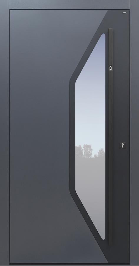 Haustür anthrazit mit Stoßgriff schwarz mit Fingerprint Modell B700