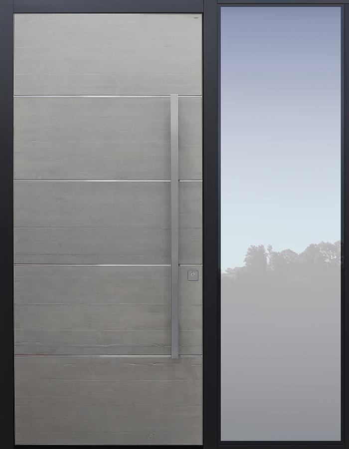 Haustür grau mit Seitenteil BG11 Modell B9